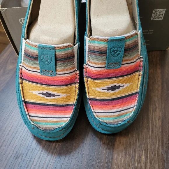 NWB Ariat Cruiser Teal Southwestern Aztec Canvas Slip On Women's Size 9 Boho - Picture 5 of 5